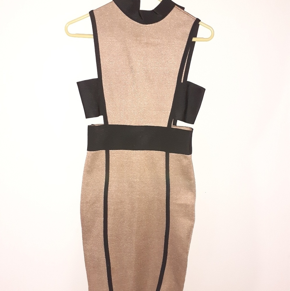 Black/nude bodycon dress